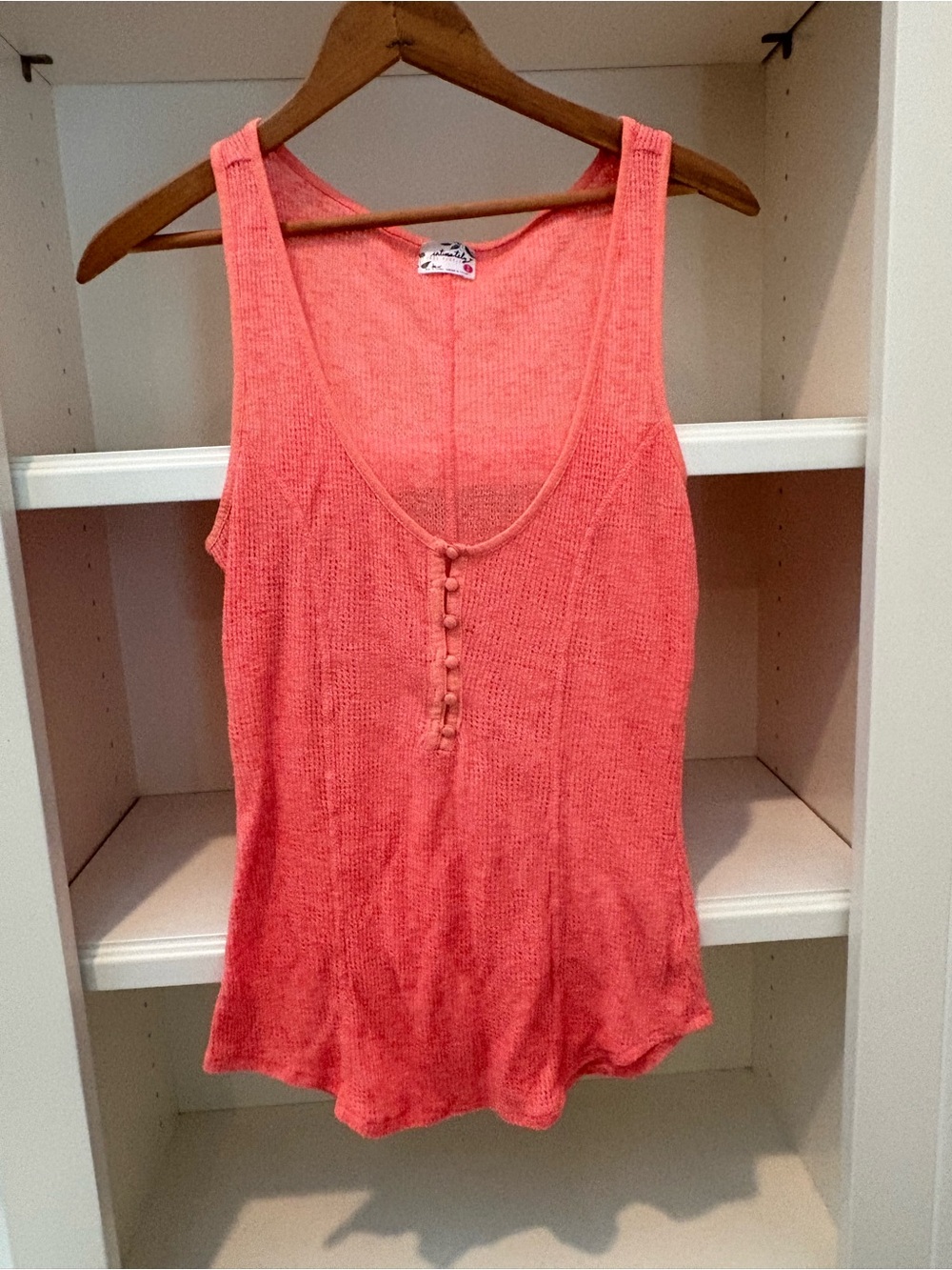 FREE PEOPLE INTIMATES Button Front Racerback Coral Tank Top Women's Size M